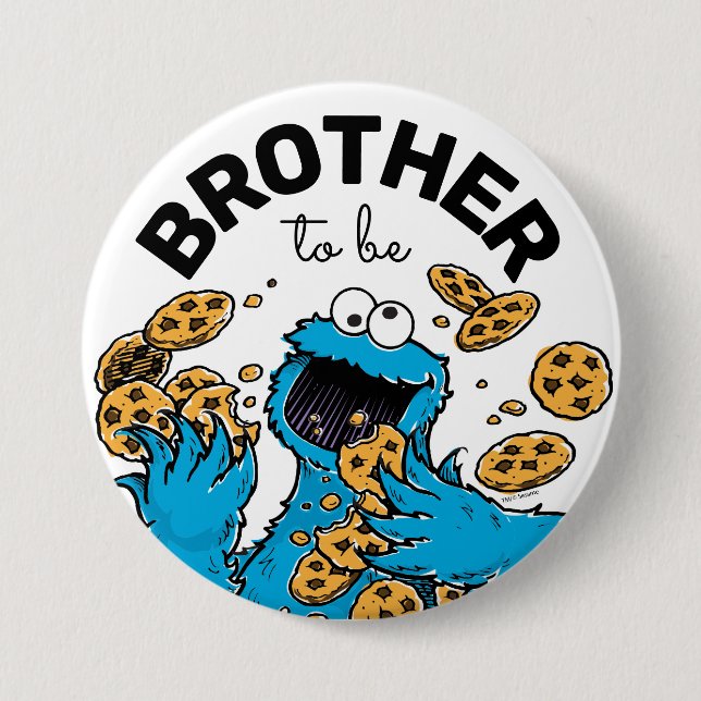 Cookie Monster Baby Shower Brother To Be Button (Front)