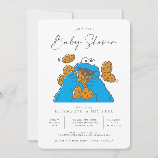 Cookie Monster Baby Shower Invitation (Front)