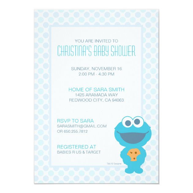 cookie monster baby shower invitations