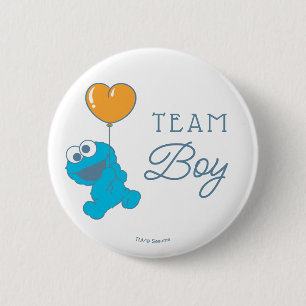 Cookie Monster Baby Shower Team Boy Button