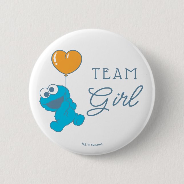 Cookie Monster Baby Shower Team Girl Button (Front)