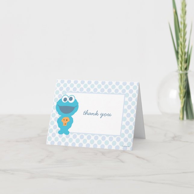 Cookie Monster Baby Shower Thank You Card (Front)