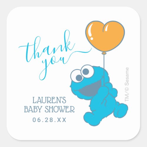 Cookie Monster Baby Shower Thank You Square Sticker