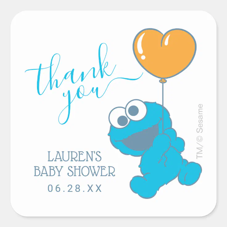 Cookie Monster Baby Shower Thank You Square Sticker Zazzle