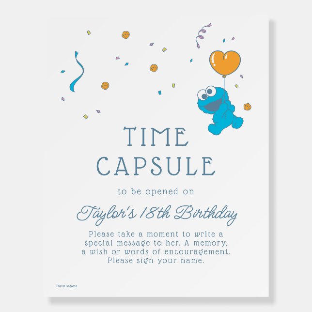 Cookie Monster Baby Shower Time Capsule Sign (Front)