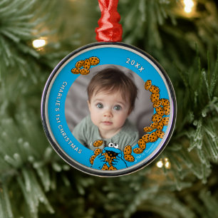 Cookie Monster Baby's 1st Christmas Photo Metal Or Ornament