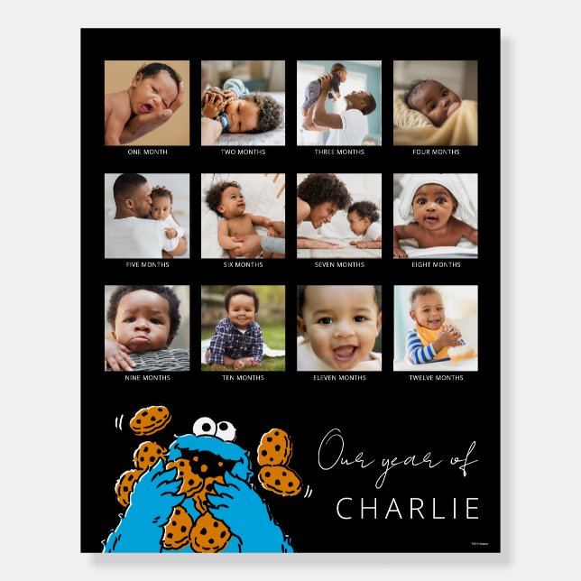 Cookie Monster | Baby's First Year - Photo Collage Foam Board (Front)