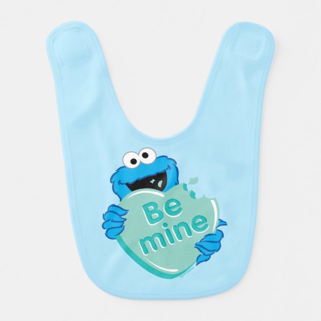 Cookie Monster "Be Mine" Valentine's Heart Candy Baby Bib (Front)