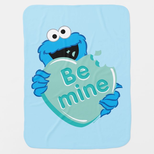 Cookie Monster "Be Mine" Valentine's Heart Candy Baby Blanket (Front)