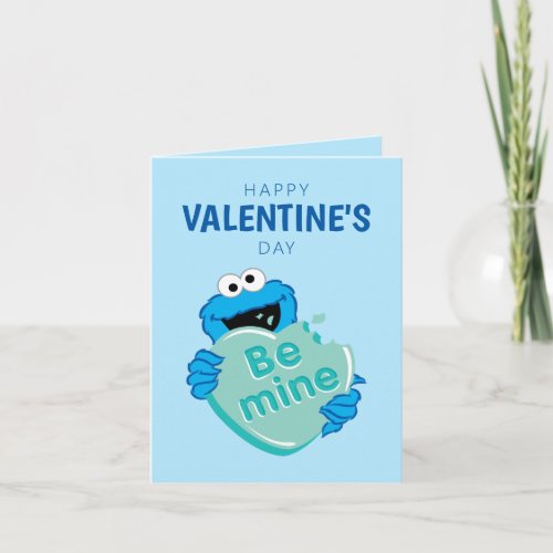 Cookie Monster Be Mine Valentines Heart Candy Note Card