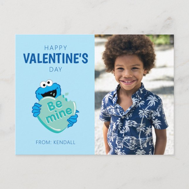Cookie Monster "Be Mine" Valentine's Heart Candy Postcard (Front)