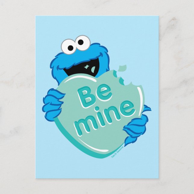 Cookie Monster "Be Mine" Valentine's Heart Candy Postcard (Front)