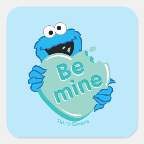 Cookie Monster Be Mine Valentines Heart Candy Square Sticker