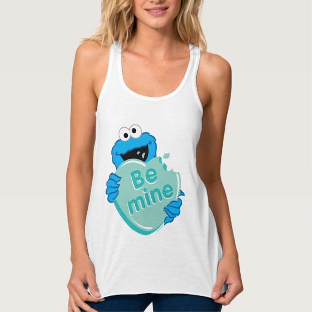 Cookie Monster "Be Mine" Valentine's Heart Candy Tank Top (Front)