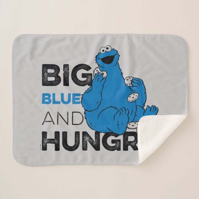Cookie Monster | Big Blue & Hungry Sherpa Blanket (Front (Horizontal))