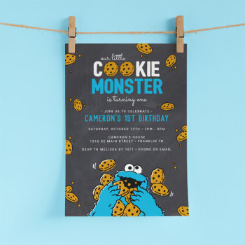 Cookie Monster Birthday Chalkboard Invitation by SesameStreet at Zazzle