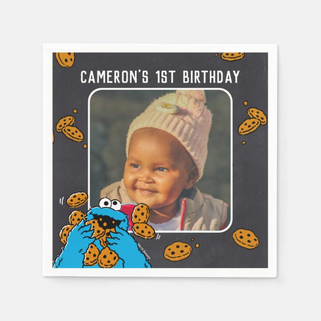 Cookie Monster Birthday Chalkboard Napkins (Front)