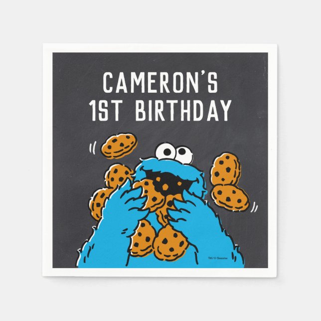 Cookie Monster Birthday Chalkboard  Napkins (Front)