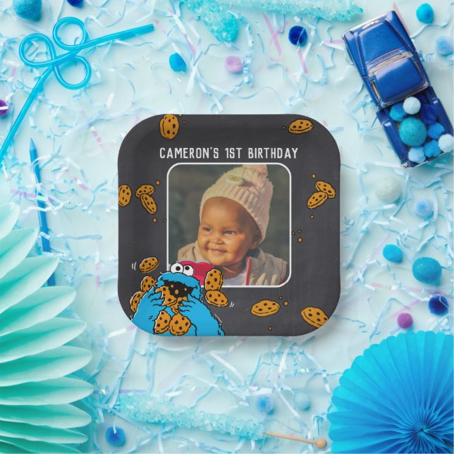 Cookie Monster Birthday Chalkboard Paper Plates (Party)