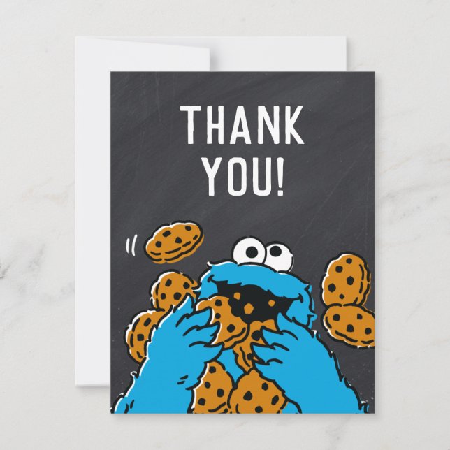 Cookie Monster Birthday Chalkboard Thank You (Front)