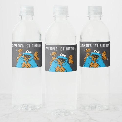 Cookie Monster Birthday Chalkboard Water Bottle Label