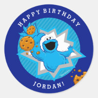Cookie Monster Birthday Classic Round Sticker