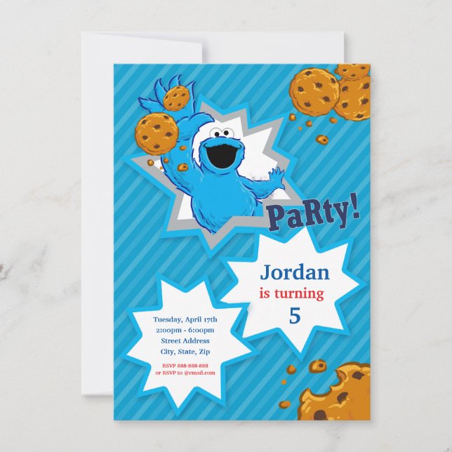 Cookie Monster Birthday Invitation (Front)