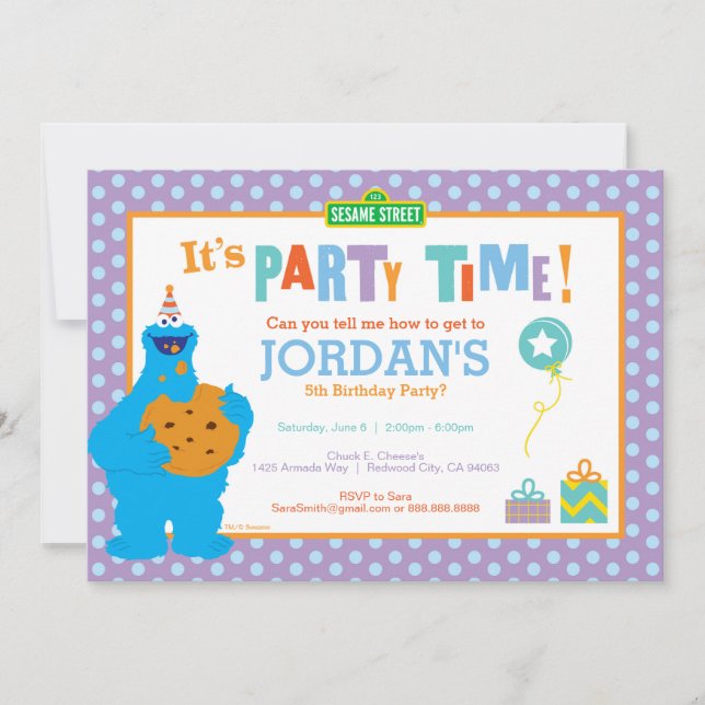 Cookie Monster Birthday Invitation (Front)