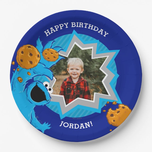 Cookie Monster Birthday Paper Plates (Front)