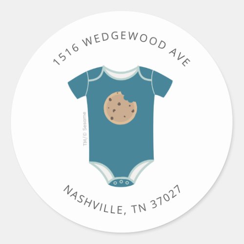 Cookie Monster Bodysuit Baby Shower Address Classic Round Sticker