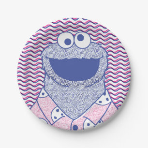 Cookie Monster Button Down Cookie Shirt Paper Plates