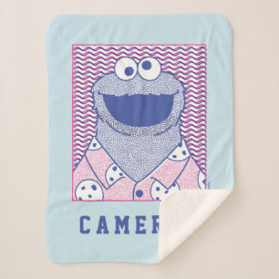 Cookie Monster Button Down Cookie Shirt Sherpa Blanket