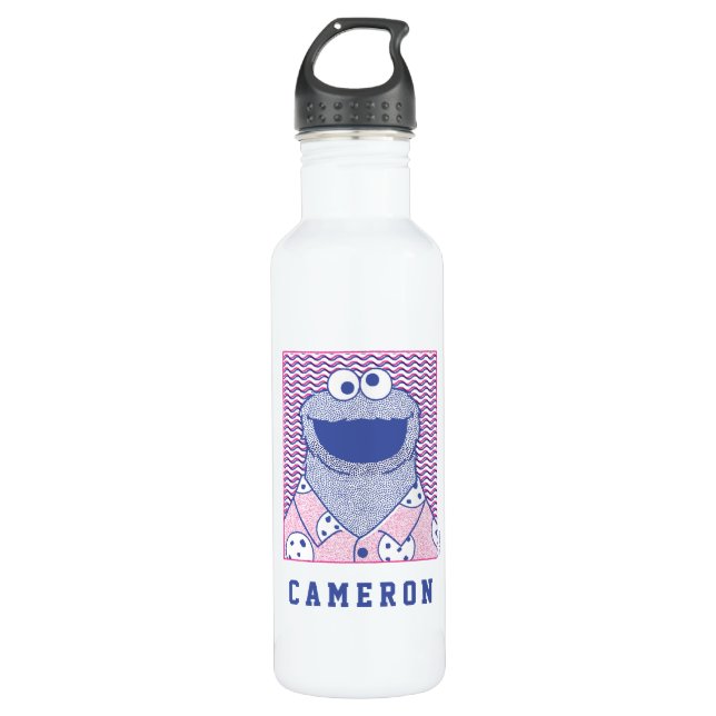 Cookie Monster | Button Down Cookie Shirt Stainless Steel Water Bottle (Front)