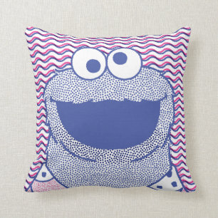 Cookie Monster Button Down Cookie Shirt Throw Pillow