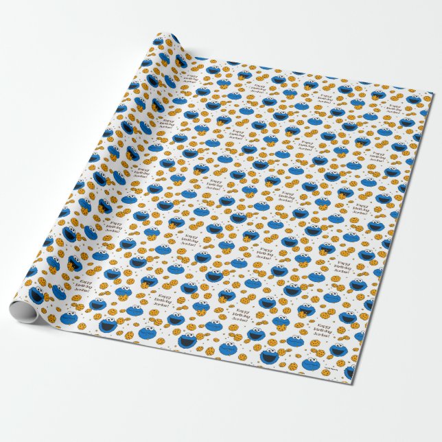 Cookie Monster | C is for Cookie Pattern Wrapping Paper (Unrolled)