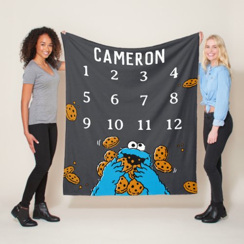 Cookie Monster Chalkboard Baby Milestone Fleece Blanket