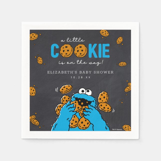 Cookie Monster Chalkboard Baby Shower Napkins (Front)