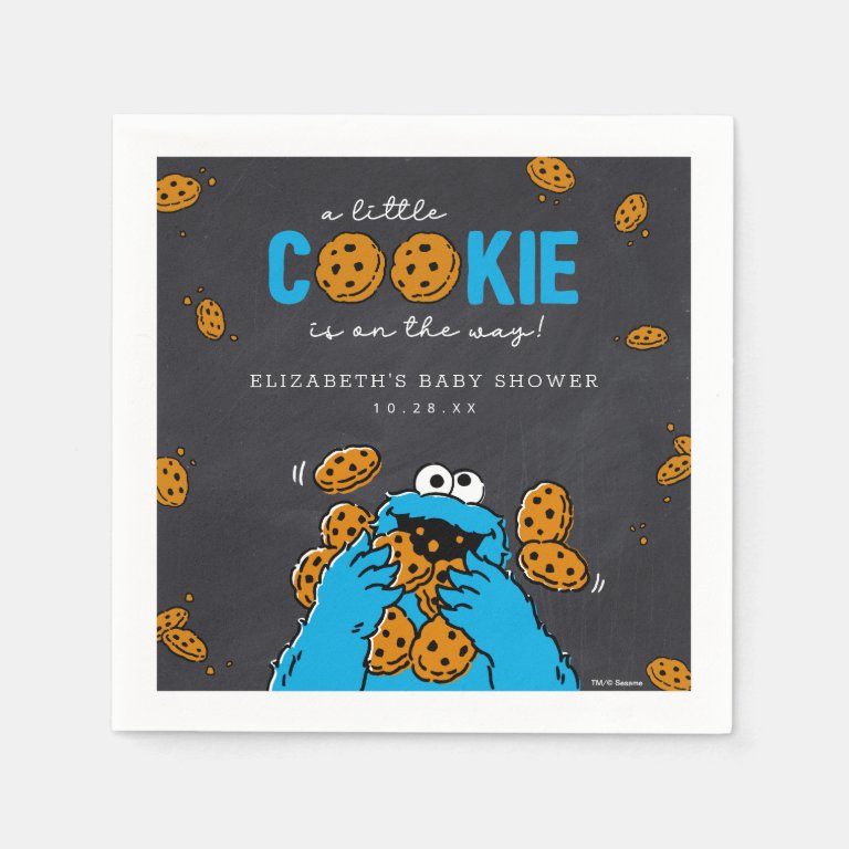 Cookie Monster Chalkboard Baby Shower Napkins