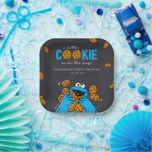 Cookie Monster Chalkboard Baby Shower Paper Plates
