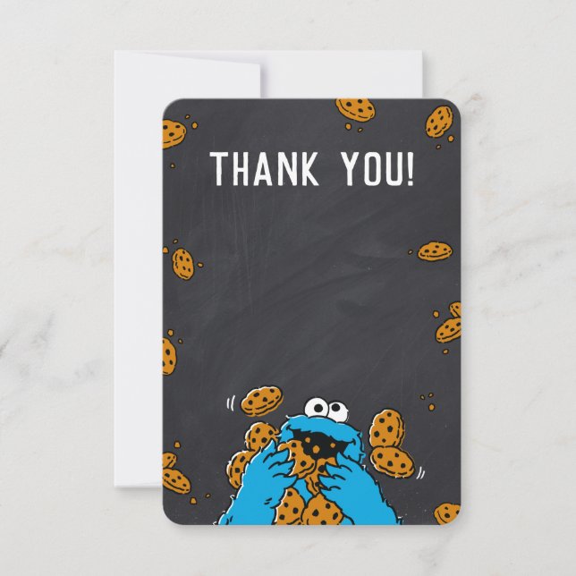 Cookie Monster Chalkboard Baby Shower Thank You Invitation (Front)