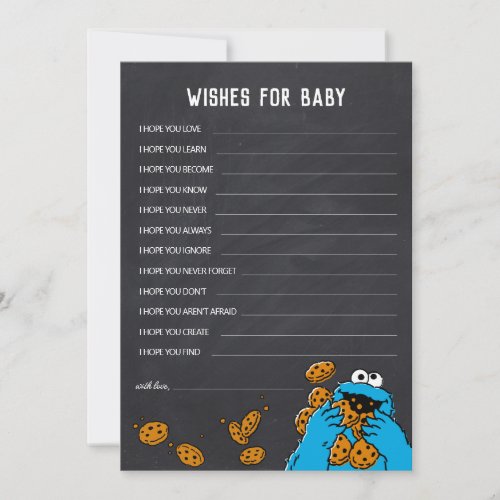 Cookie Monster Chalkboard Baby Shower Wishes Note Card