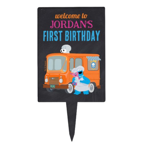 Cookie Monster Chalkboard Food Truck Birthday Cake Topper