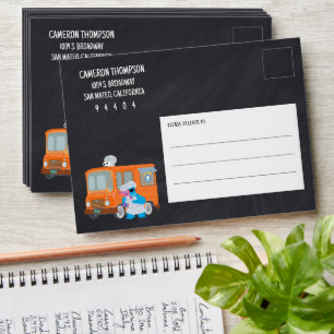 Cookie Monster Chalkboard Food Truck Birthday Envelope