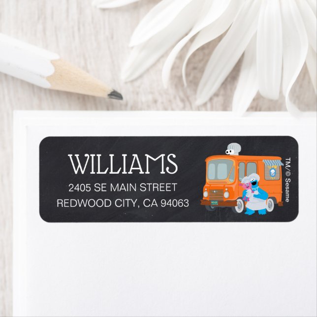 Cookie Monster Chalkboard Food Truck Birthday Label (Insitu)
