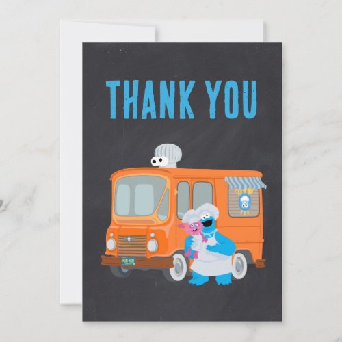 Cookie Monster Chalkboard Food Truck Birthday Thank You Card