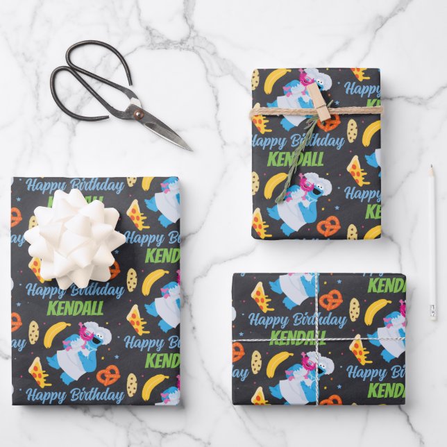 Cookie Monster Chalkboard Food Truck Wrapping Paper Sheets (Front)