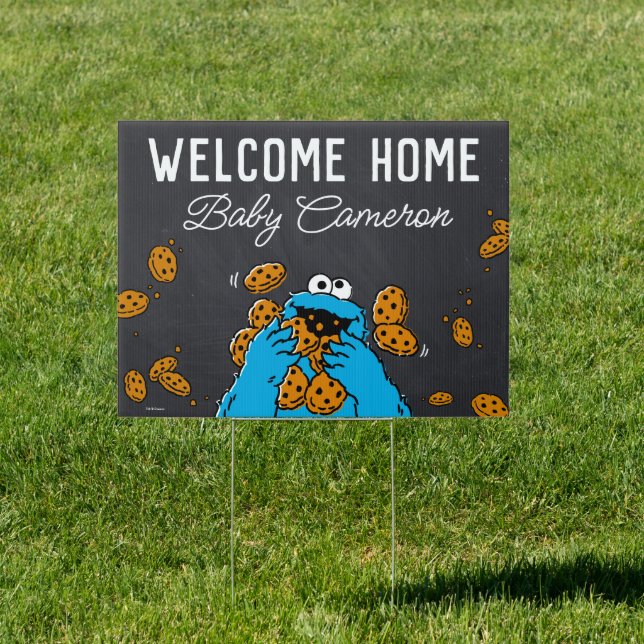 Cookie Monster Chalkboard Welcome Home Baby Sign (Insitu)