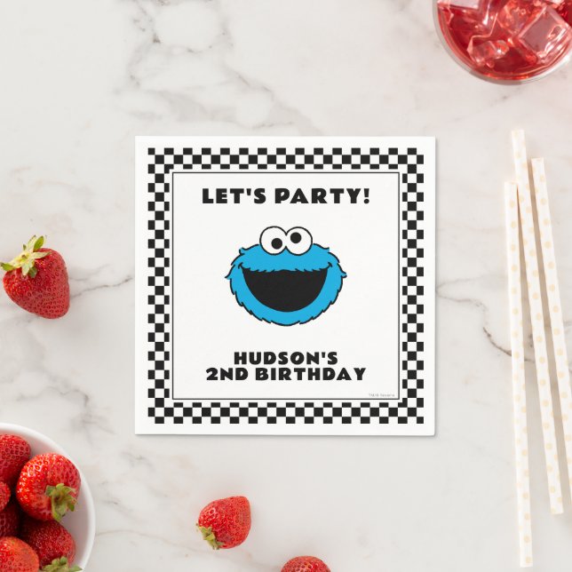 Cookie Monster Checkerboard Birthday Napkins (Insitu)