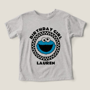 Cookie Monster Checkered Birthday Girl Toddler T-shirt