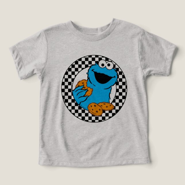Cookie Monster Checkered Toddler T-shirt (Design Front)